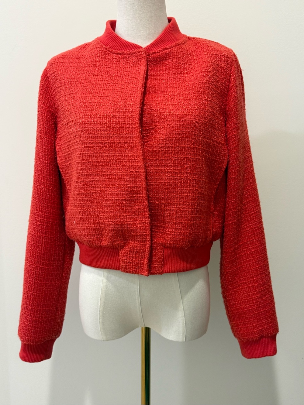 Jason Wu Bright Red Cropped Bomber Jacket